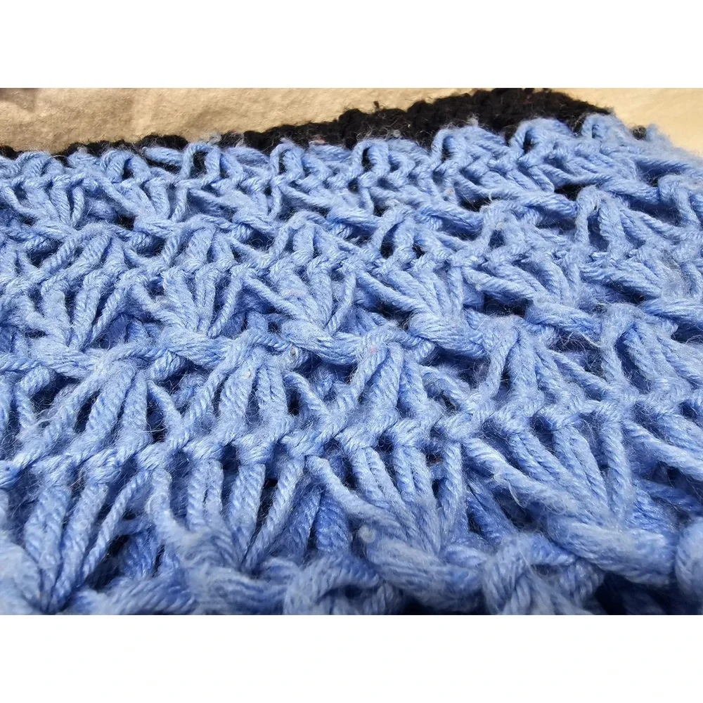 VTG Large Colorful Crocheted Afghan Blanket Throw 100x45 Grannycore Handwoven